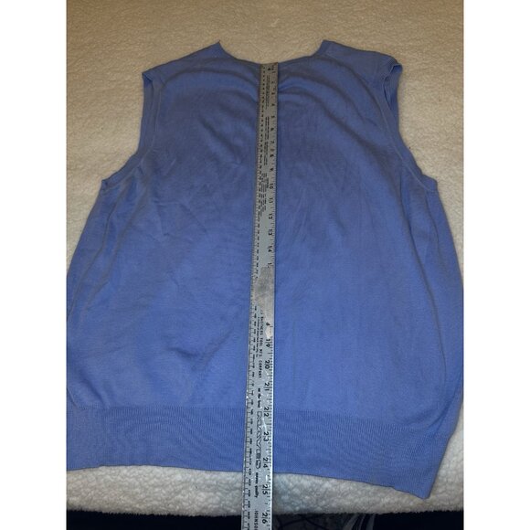 Polo Ralph Lauren Mens Sweater Vest Blue V Neck Sleeveless Tight Knit Large L - Picture 4 of 8
